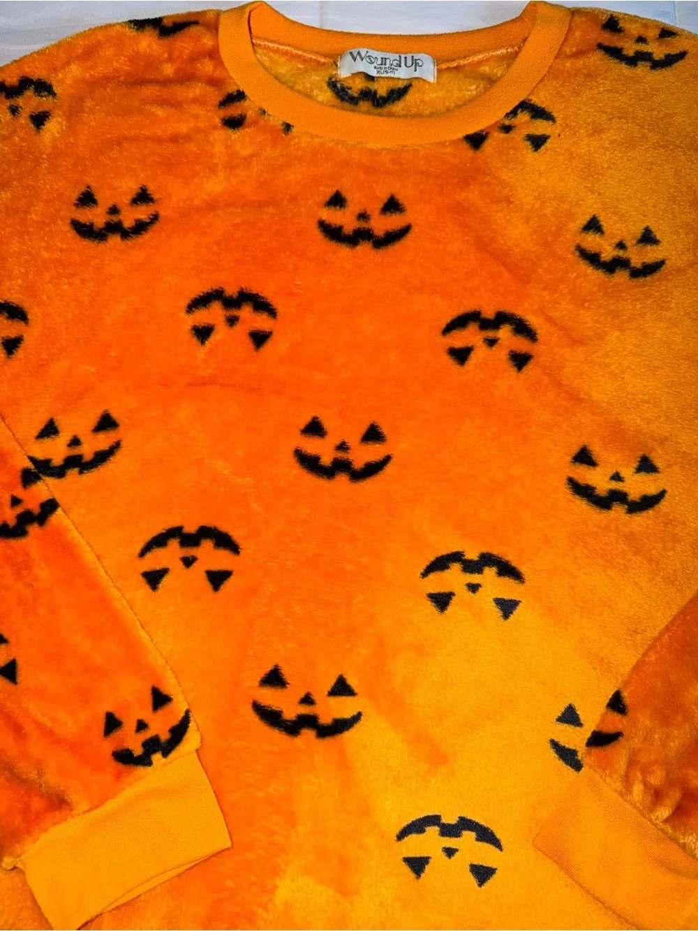 Orange Halloween Jack-O-Lantern Soft Fleece Sweater - XL